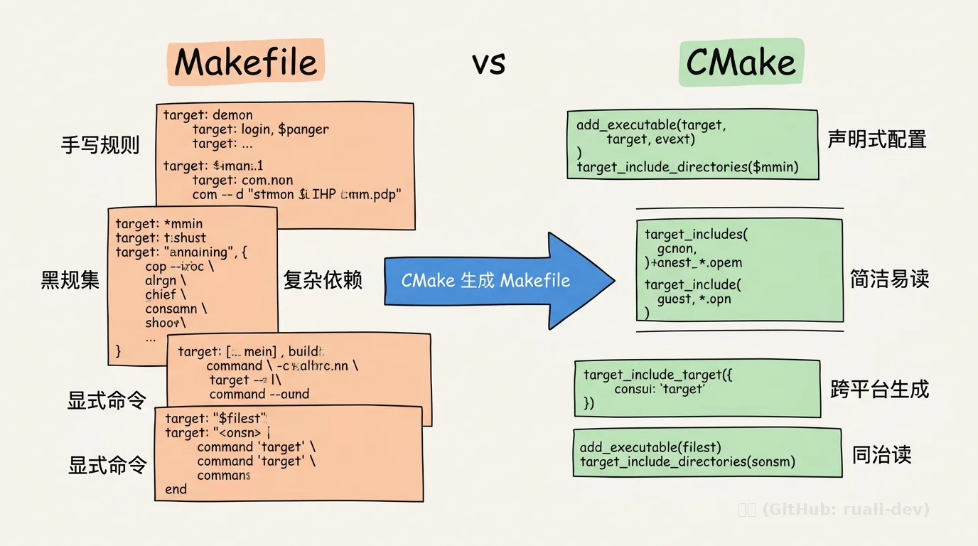 Makefile 与 CMake 对比:复杂性 vs 简洁性