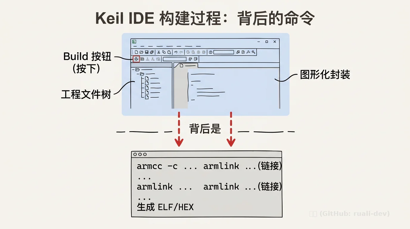 Keil IDE 构建过程:背后是 armcc + armlink 命令